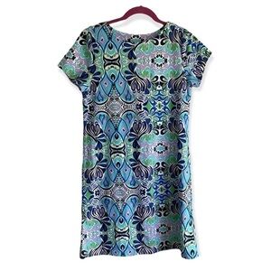 Jude Connally Ella Crew Neck T-Shirt Dress‎ Mod Mosaic Blue Small